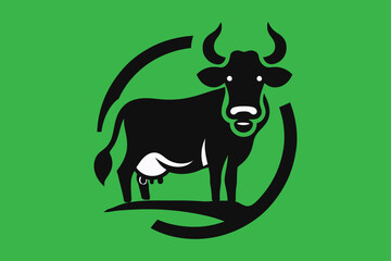 Bull and Cow Icon Logo Silhouette Vector.