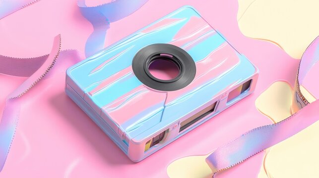 Nostalgic magnetic tape featuring calm pastel colors inspired by Y2K aesthetics