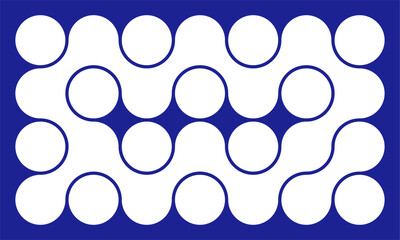 Modern composition based on blue circles. Vector illustration of a mechanism with a chain and gears