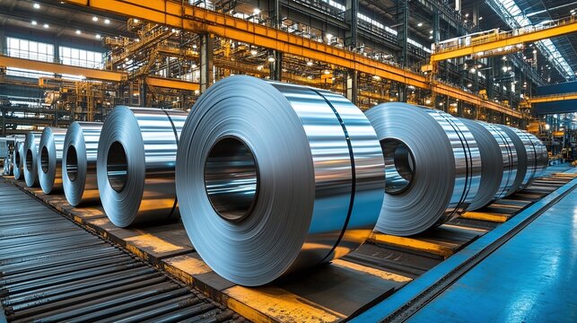 factory building with galvanized steel coil production highlighting industrial process and machinery in metal engineering facility for manufacturing and steel fabrication