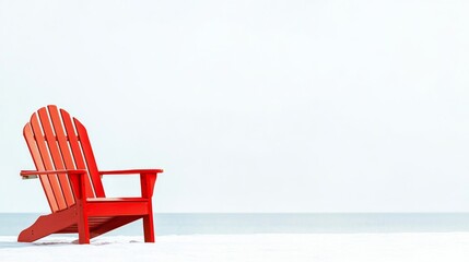 The bright red chair overlooks calm waves offering a tranquil spot for beachgoers