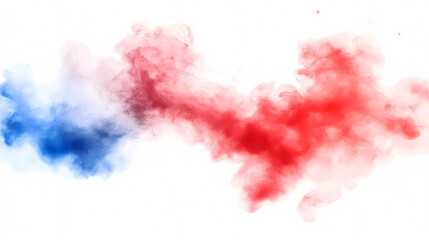 A colorful smoke cloud with red, blue, and white streaks. The red and blue smoke is dense and the white smoke is thin and wispy. The smoke appears to be coming from a fire or explosion