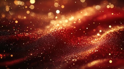 Obraz premium Red liquid with golden glitter and sparkles