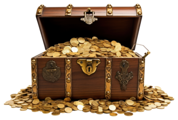 PNG Treasure chest overflowing gold coins