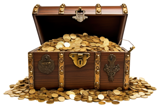 PNG Treasure chest overflowing gold coins