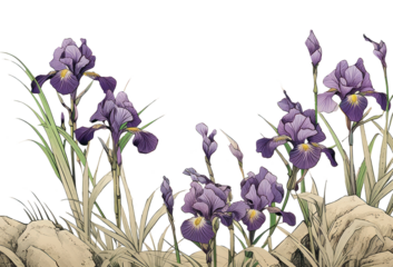 PNG Japanese iris flower purple plant.