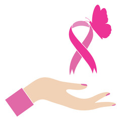 Vector illustration of breast cancer awareness ribbon. Breast cancer awareness month campaign.