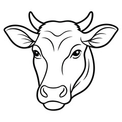 Black and White Cow Head Silhouette portrait, logo, element. 
