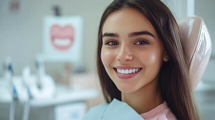 a professional dental hygiene session with a woman in the dentist chair, having her teeth brushed and cleaned, promoting oral health and a beautiful white smile