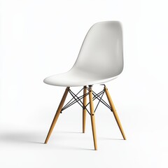 A sleek white chair stands alone embodying modern design against a clean background