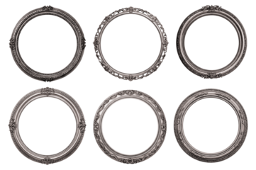 Set of round silver frames, cut out