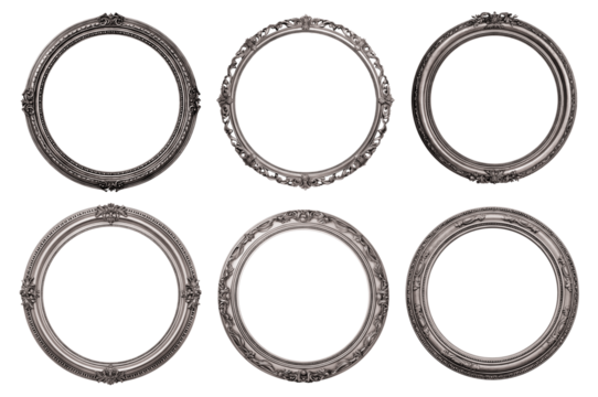 Set of round silver frames, cut out