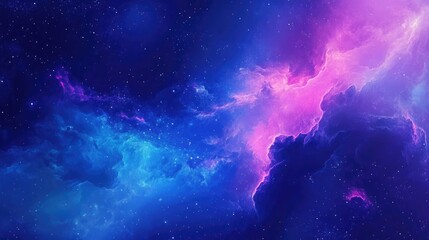 Obraz premium Vibrant abstract illustration featuring a dreamy space fantasy theme Deep azure tones with blurred textures create an imaginative celestial backdrop Colorful cosmic abstraction
