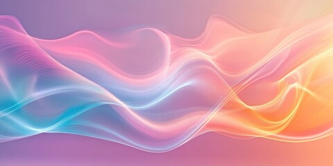Fototapeta premium Abstract pastel light background with flowing wavy smoke lines Vibrant colorful digital dynamic wave design in a vintage retro style