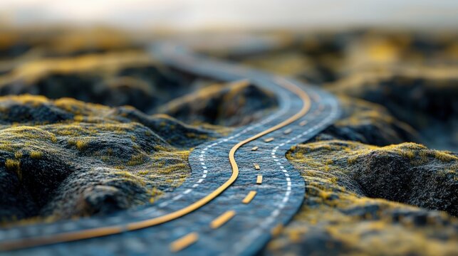 a simple winding road pathway on map abstract