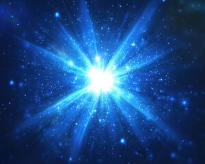 Naklejka premium Twinkling blue star lens flare at the center Stunning blue light glow for overlay effects in projects Abstract design element for premium luxury product enhancement in 3D rendering