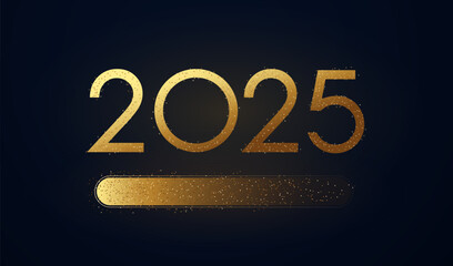 Progress bar with golden particles on black Download New Year s Eve. Loading animation screen with Glitter confetti shows almost reaching 2025. Creative festive banner with shiny progress bar