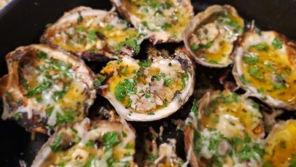 Grilled Oysters with Garlic Butter and Herbs