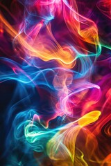 Abstract background featuring twisted light fiber effects with vibrant liquid colors