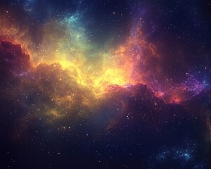 Obraz premium Colorful cosmic background featuring stars and a nebula gas cloud in the depths of space created through 3D rendering in a science fiction style