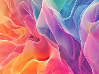 Obraz premium Vibrant Abstract Gradient Wavy Background Fractal Art Digital Painting for Interior Decor Dreamy Blur Light Overlay Stylish Colorful Floral Leaf Psychedelic Wallpaper