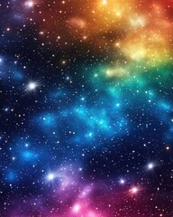 Obraz premium Vibrant multicolored 2D cartoon texture featuring a starry celestial backdrop Luminous illustration with sparkling astronomical stars ideal for astrology themed platforms