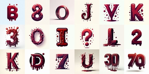Naklejka premium Maroon color Lettering Typeface. AI generated illustration