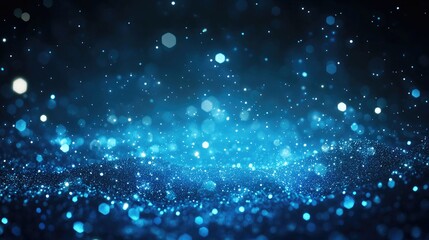 Enchanting abstract backdrop featuring a stunning blue starry sky with glowing stars in pitch darkness A whimsical galaxy filled with shimmering magical dust particles illustrated in 2D