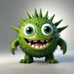 Fototapeta premium Cute blue furry monster 3D cartoon character
