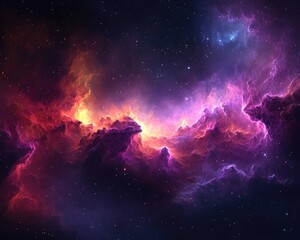 Obraz premium Vibrant fractal nebula dust set against a dark backdrop