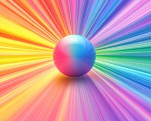 Obraz premium Vibrant rainbow backdrop featuring a dynamic sphere Visual motion effect