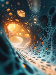 Fantasy 3D illustration featuring a contemporary backdrop intricate fractal surface design and captivating light effect textures