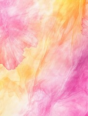 Tie Dye Design Unique Paper Texture Light Hued Decoration Soft Watercolor Effect Imaginative Pink and Yellow Palette Dreamy Background Texture in Pink and Yellow Shades