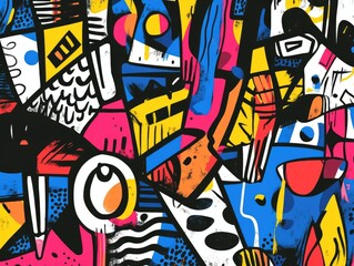 Fototapeta premium Abstract background featuring chaotic geometric doodles Ideal for creative cards layouts landing pages or advertising covers