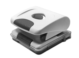 Office hole punch isolated white, side view