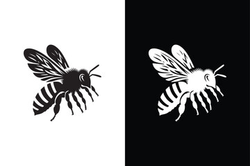 Obraz premium Bee Beauty in Black And White vector icon.