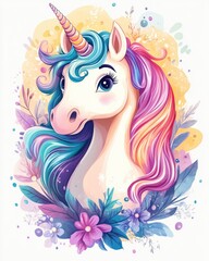 Charming unicorn design Print suitable for t shirts Enchanting artwork ideal for children s themes