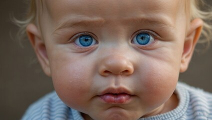 Close-up of baby with light skin and blue eyes
