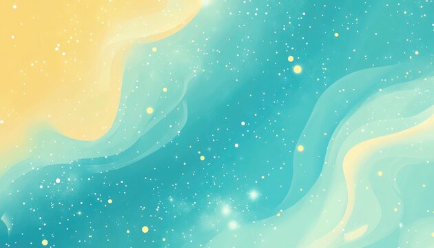 Light blue and yellow 2D cartoon texture featuring a cosmic design with glittering stars Vibrant abstract illustration suited for astronomy themed websites