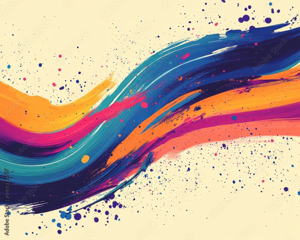 Aufkleber vibrant and colorful wavy abstract design featuring brush stroke graphics and artistic splashes prov