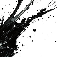 Abstract Bold Black Paint Splashes and Stains in Japanese-Inspired Style - PNG