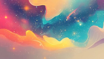Obraz premium Light gray 2D cartoon background featuring galaxy stars Abstract illustration with vibrant cosmic stars Creative design for advertising purposes