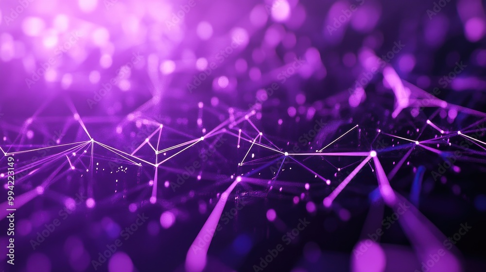 Poster vibrant purple abstract plexus backdrop created with computer graphics in a three dimensional render