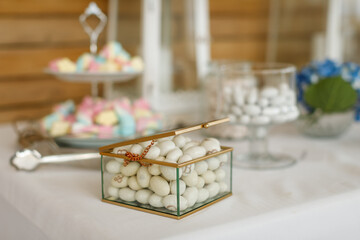 wedding, gift, decoration, box, celebration, ceremony, event, package, party, reception, white, container, closeup, bride and groom, colors, confetti, creativity, elegance, horizontal, italian, memory