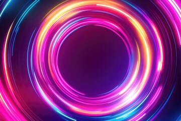 Naklejka premium Vibrant abstract backdrop featuring a circular neon design