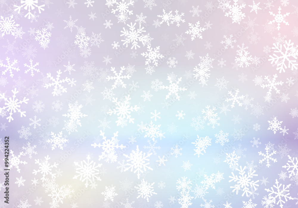 Poster christmas background with snow falling on the blurred background. snowflakes, soaring on the soft ba