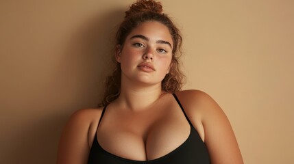 Obraz premium Portrait of Plus-Size Woman Embracing Body Confidence