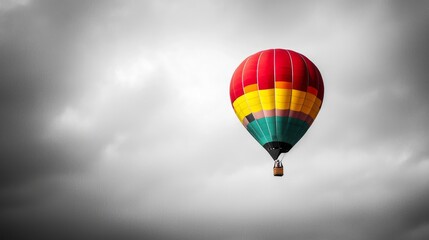 Fototapeta premium Vibrant Hot Air Balloon Contrast in Monochrome Sky
