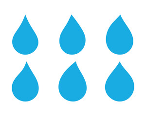 Water drop shape. Blue water drops set. Water or oil drop. Flat design Isolated on white background - vector illustration