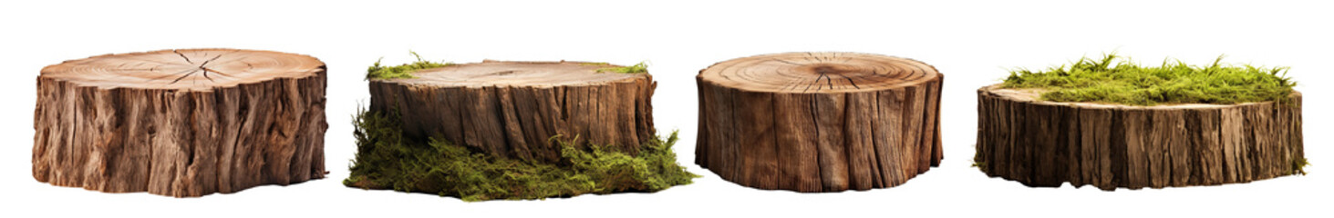 Set of tree stumps, cut out
